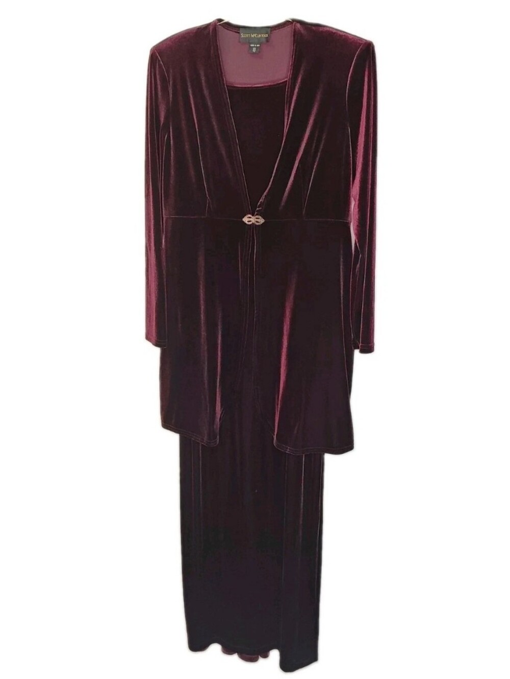 Vintage Scott McClintock Woman 10 Formal Velvet Dress Duster Jacket 2pc Holiday